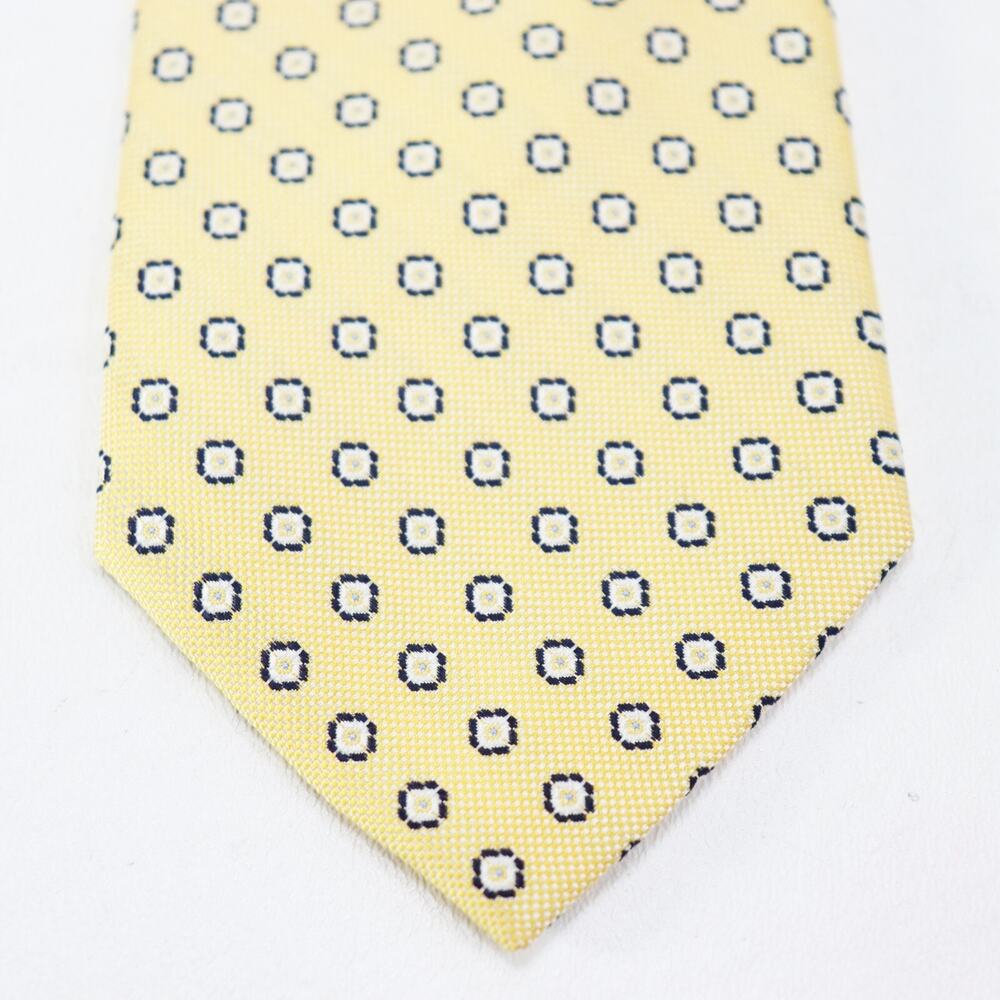 Jos A Banks Tie Mens 60 in Silk Pale Yellow Geo Octagon Executive Collection
